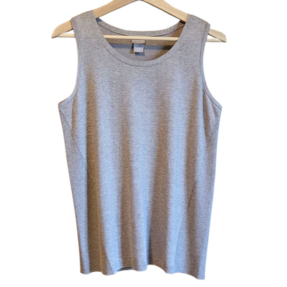 Chico's Sand Rib Trim Tank Sweater Women's Size 1 (Medium) - Picture 1 of 6